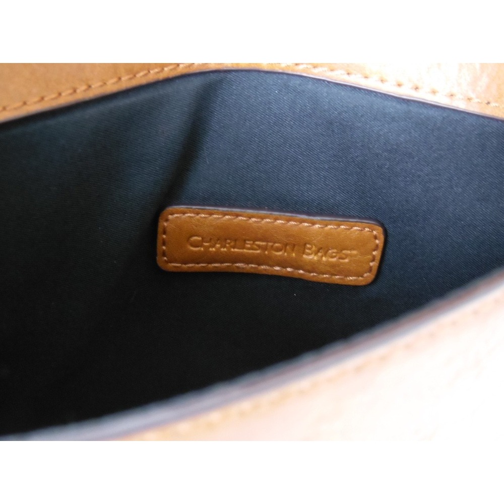 Charleston Bags Brown Leather Envelope Clutch Purse Bag with Tassel Boho Western - Picture 4 of 9